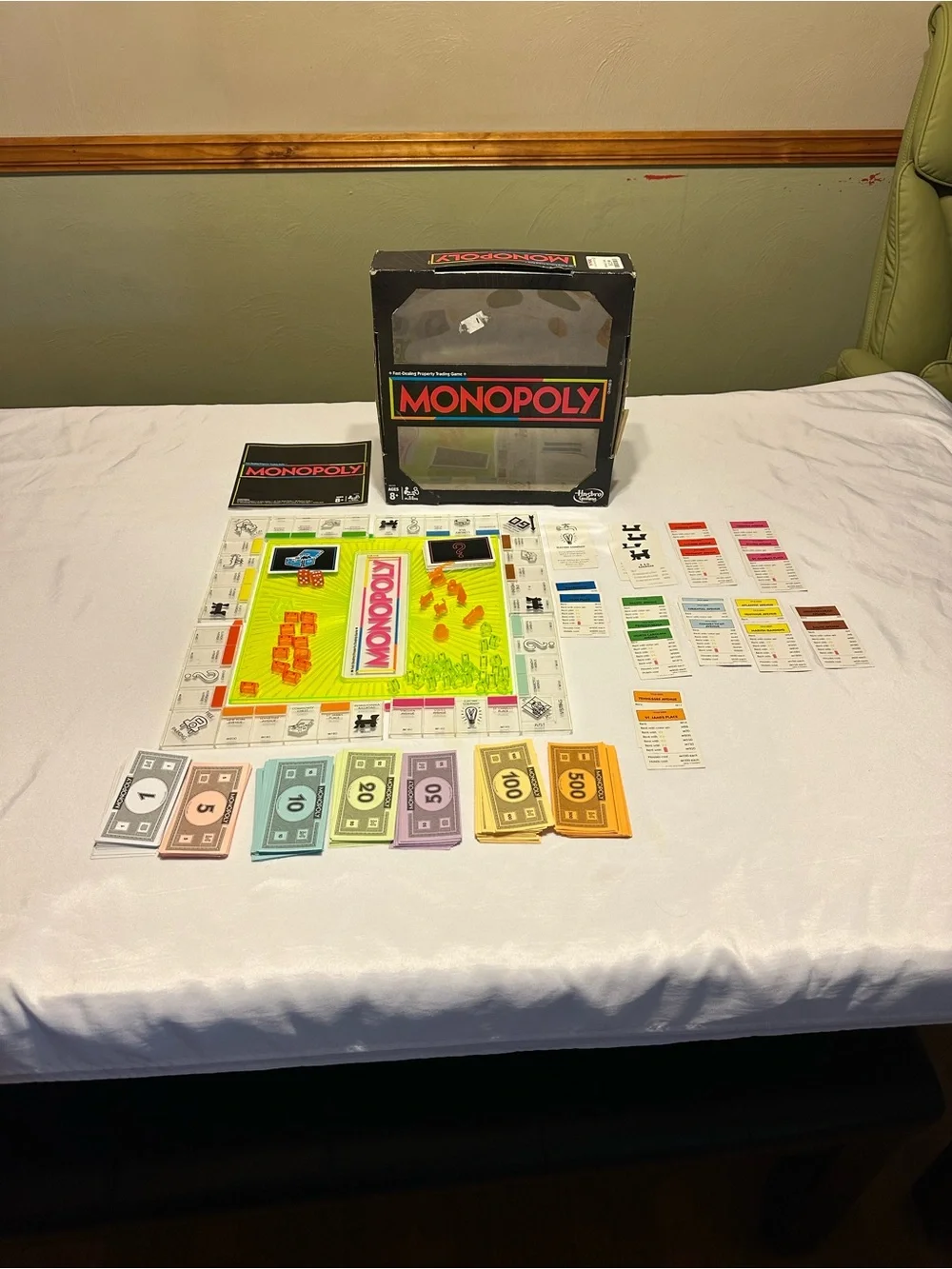 Hasbro Neon Green and Pink Monopoly Game Set